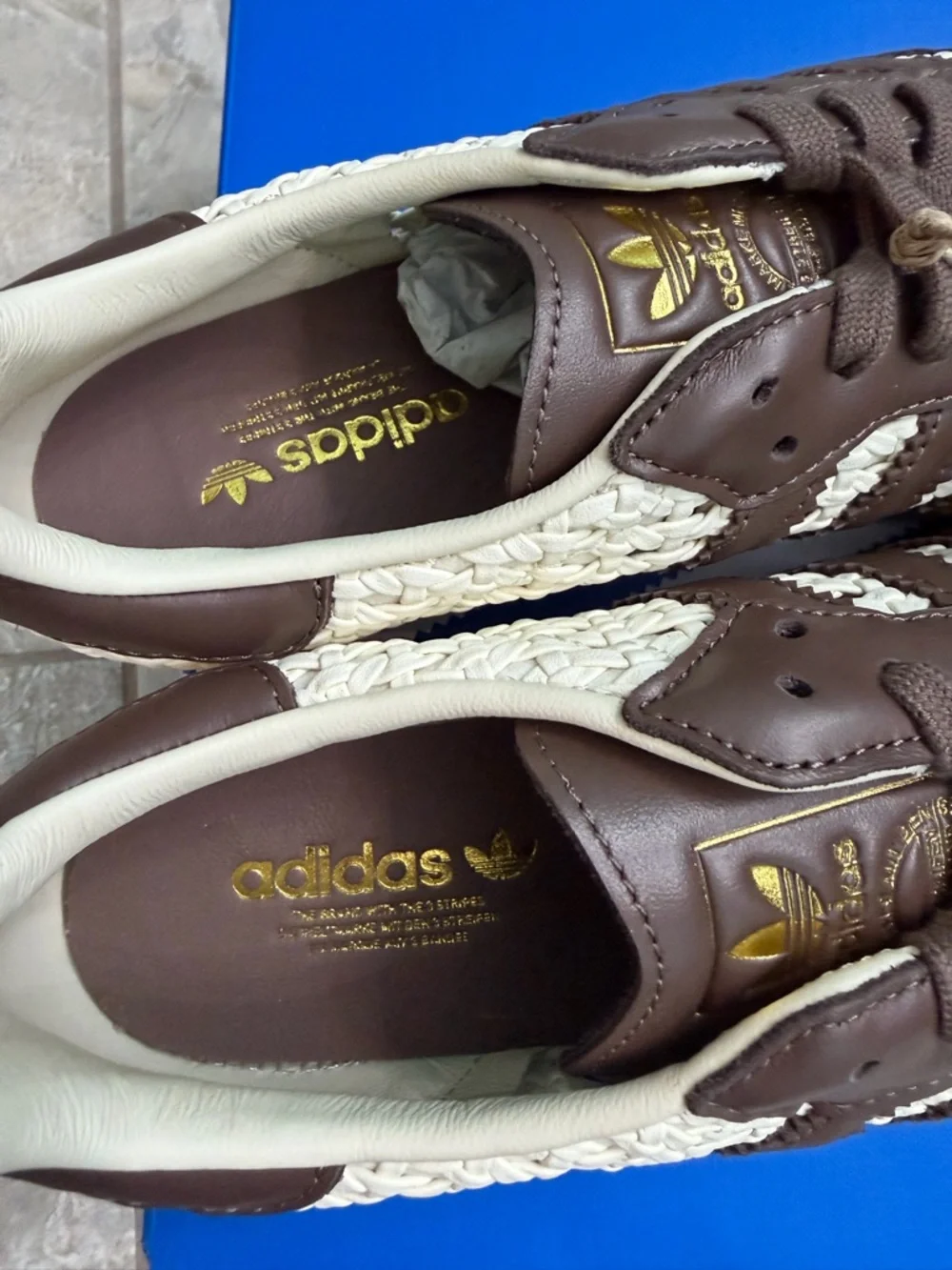 adidas Samba OG Basketweave Crochet Cream White Earth Strata Sneakers - Picture 6 of 14